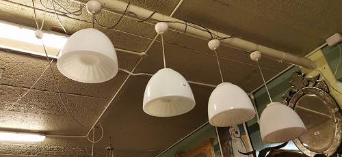 Set of four opaline hanging lights
