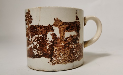 Spongeware cow mug