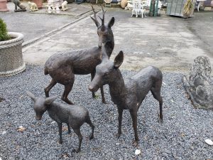 Exceptional quality bronze model of Deer family