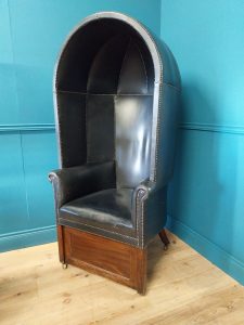 Rare early 19th. C. Irish mahogany and leather upholstered porter's chair